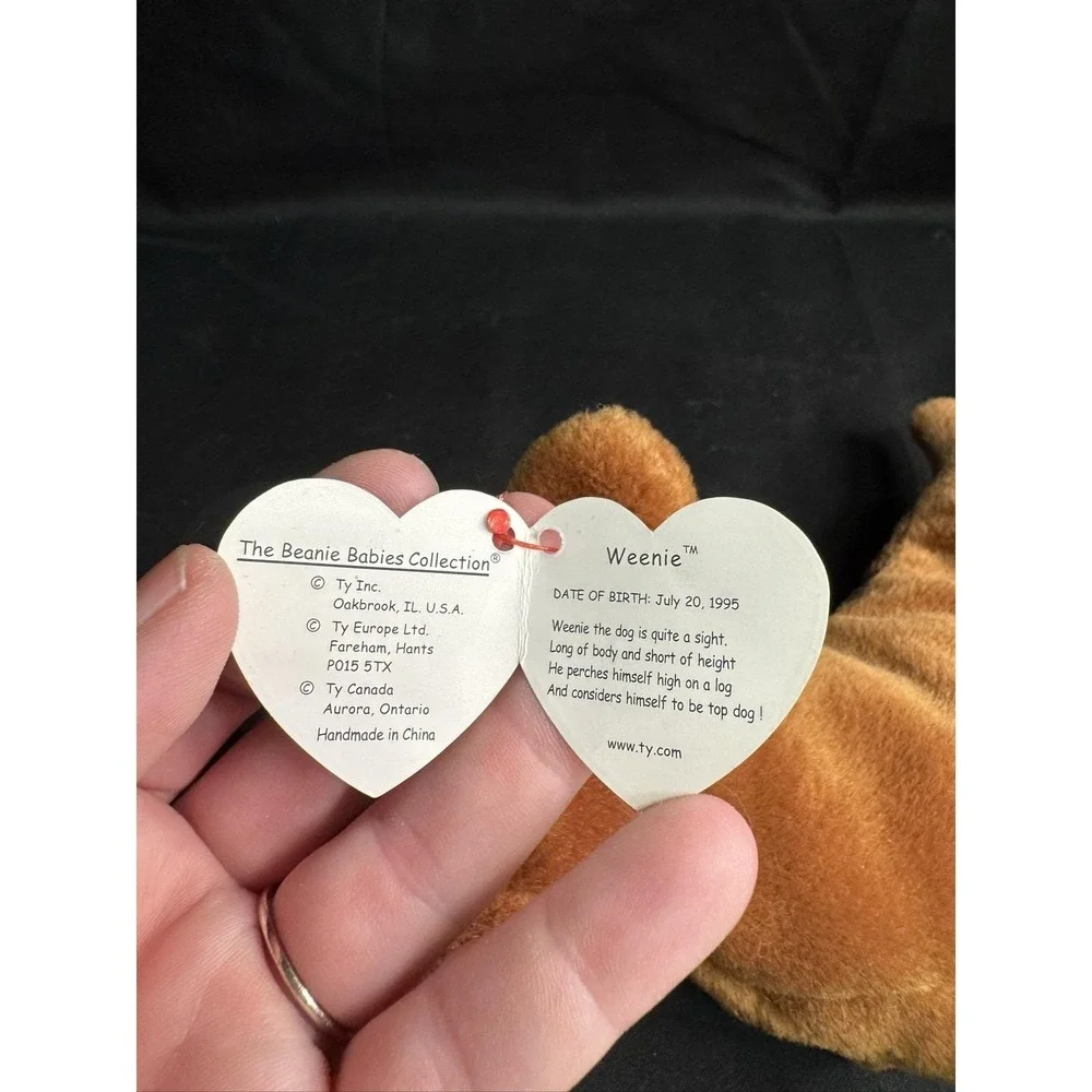 Set of 2 Ty Beanie Babies Bones Dog Plush 1993 1994 Heart Tags PVC Pellets